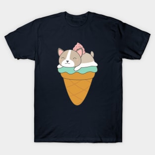 Kawaii cute ice cream dog t-shirt T-Shirt